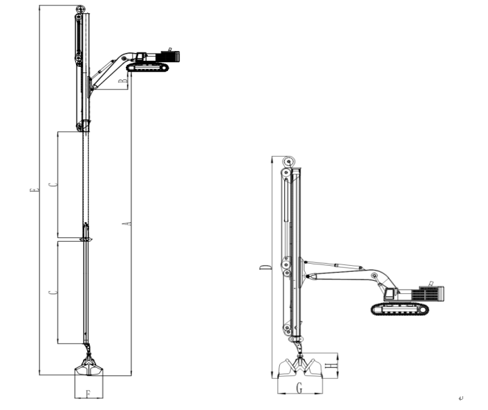 3 sections telescopic arm for excavator
